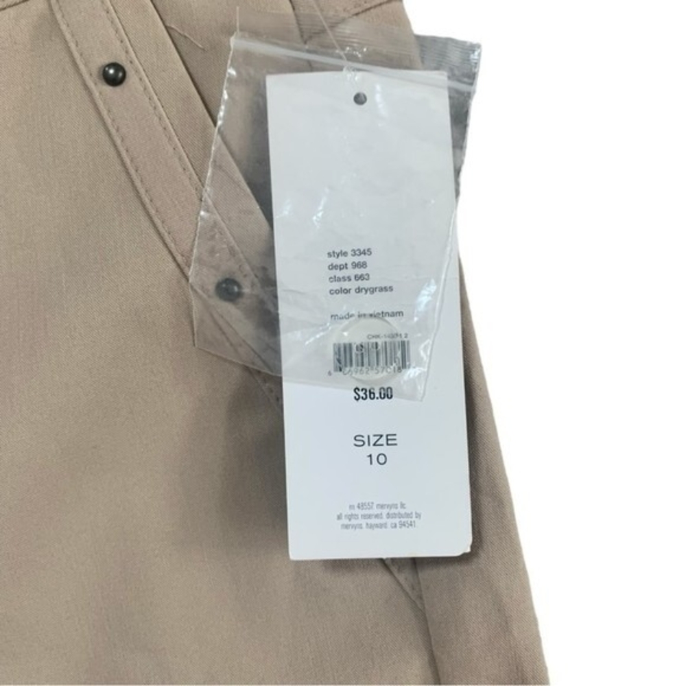 Hillard Hanson Women's Cropped Straight Leg Capri Pants 10 Tan Stretch NWT - Picture 5 of 10
